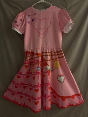 Girls Disney Descendants Rise of Red Bridget Costume Pink Heart Dress, Size 160